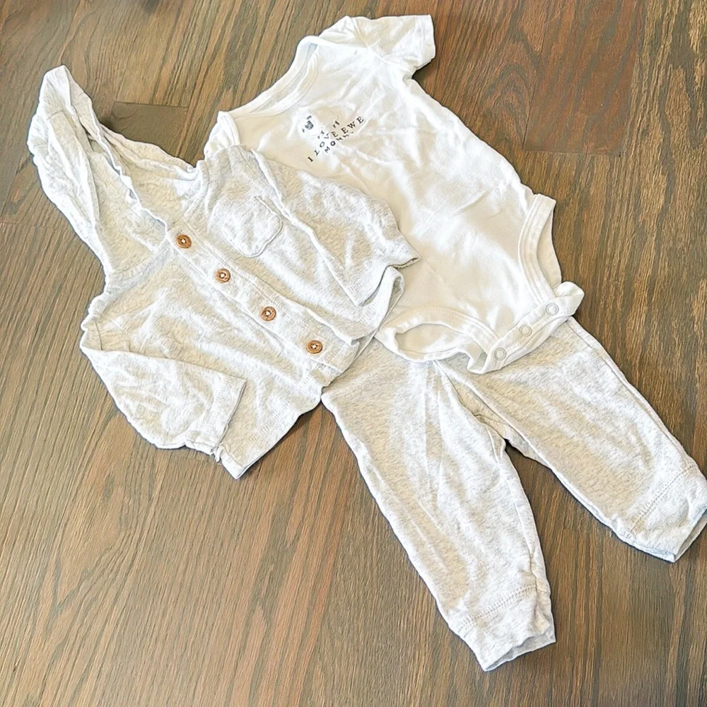 Carter’s 3-Piece Baby Cardigan Outfit Set Gray 6M